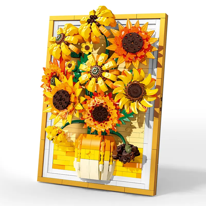 Dual-Use Building Block Photo Frame Set - DIY Sunflower Wall, Wall Hanging or Tabletop Decor, Great for Home Decor Lovers, Aesthetic Gift for Her, Summer Creative Toy #summerwins, Dual-Use As Wall Hanging Or Tabletop Decor, Decoration