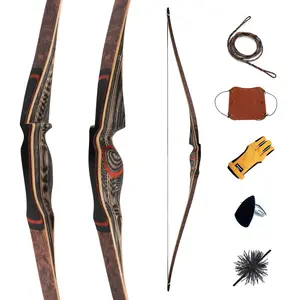 Deerseeker Archery 64" Reflex Deflex Hybrid One-Piece Traditional Longbow with Laminated Bamboo & Clear Fiberglass Limbs Dark Woodgrain Right Hand/Left Hand for Adults 25-60lbs