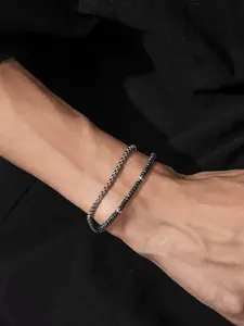 Men's Simple Layered Bracelet Set, Bracelets Stack, Double Layered Bracelets, Men Jewelry, Bracelet Chain, Bracelet Design, Fashion Accessory, Daily Wear, Versatile and Durable, Suitable for Casual or Formal Occasions