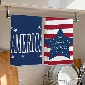 2pcs Independence Day Patriotic Microfiber Kitchen Towels, 40x60cm, Single Sided Print, Dishwashing, Hand Drying, Party Decor, Gift