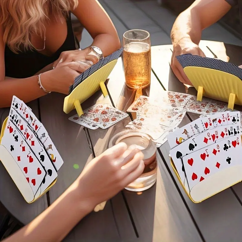 Set of 4 Hands Free Playing Card Holders, Plastic Card Racks Game Card Slots For Uno Bridge Poker Party Card Game Night