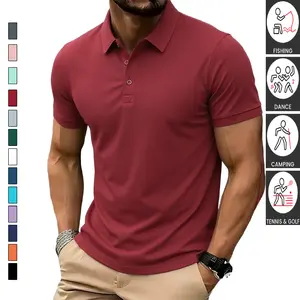 TOOTD Collection - Men's Casual Polo Shirt - Stretch fabric | 200+ GSM | Elastic Cuffs | Solid Color Basic | Men's Bowling & Golf Clothing | Suitable for Everyday Wear | Summer Business Style