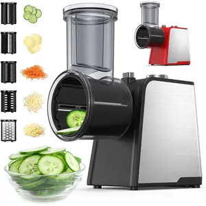 Electric Cheese Grater,300W DC  Salad Maker,Electric Slicer Shredder with 5 Different Shapes of ,Electric Vegetable  for Potato,Carrot,Black