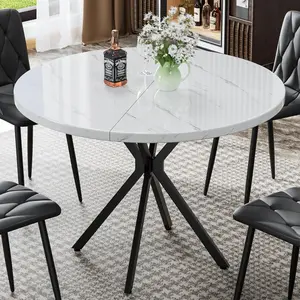 Recaceik Round Dining Table, 39 Inch Modern Round Kitchen Dining Table X Base for 4-5 People Small Space Dining Room, Apartment, Kitchen