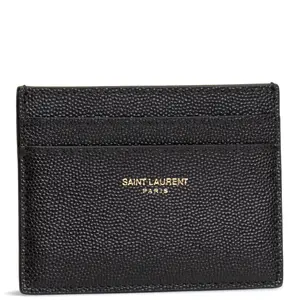 Pre-owned Saint laurent Grained Leather Small Leather Goods Card Holder Black