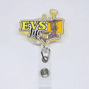 EVS Life Environmental Services Acrylic Retractable Badge ID Reel Belt or Alligator Clip identification supply