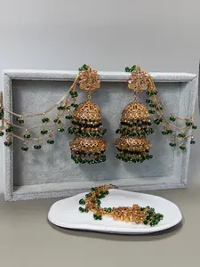 Roshni Double Step Sahara Jhumka w/tikka