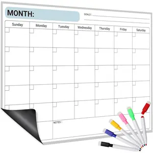 Monthly  Calendar for Refrigerator - 17" x 12", Undated Fridge Calendar  with Large Monthly Schedules Blocks, Erasable & , 6 Dry Erase Markers,  for Planning
