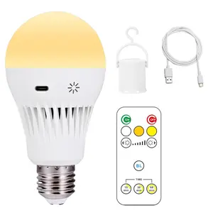 Rechargeable LED Bulb with Remote Control, Dimmable LED Bulb with Timing Function, Smart LED Bulb with E26 Base for Home Power Outage