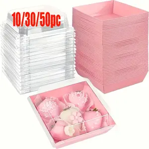 10/30/50pcs Square Food Containers with Transparent Lids, Stackable Storage Containers, Ideal for Snacks Cookies Sandwiches Cake Straws Mini Cakes Party Christmas Halloween Thanksgiving Outdoor Baking Needs
