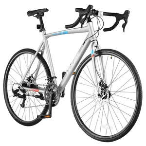 【FathersDayGift】VEVOR Road Bike, 700C Wheels Racing Bike, L-TWOO 14 Speeds Drivetrain City Commuter Road Bicycle, Urban Adult Sport Bike with Lightweight Aluminum Alloy Frame, Drop Bar, Disc Brake, for Men Women