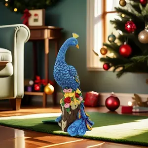 Colorful PeaRooster Statues, Handcrafted Indoor And Outdoor Decorations, Colorful Feathers - Suitable for Indoors, Gardens, Terraces And Flower Beds