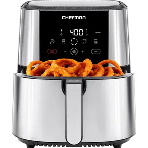 Chefman Turbofry Touch Stainless Steel Air Fryer with Digital Controls, 200-400°F Temperatures, Automatic Shutoff, and Dishwasher-Safe Basket Kitchen Appliances Multifunctional Cooker
