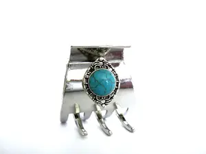 Small/medium turquoise blue stone metal western design hair claw clip