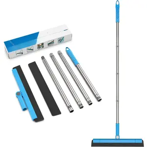 Floor Squeegee Adjustable 59'' Long Handle Professional Floor Squeegee with Hook Water Squeegee Foam Blade for Concrete Floor Tile Pet Hair Floor Wiper