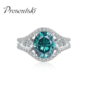 Presentski  Oval Cut 3 CT synthetic Moissanite Ring with Delicate Craft Sterling Silver 925