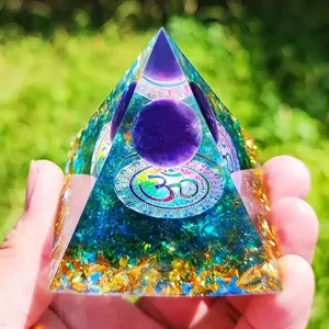 Crystal Ball Pyramid, Crystal Sphere, Crystal Carvings, Handmade Jewelry Accessory, Home Decor & Party Supplies, Halloween Easter Christmas Gift Idea