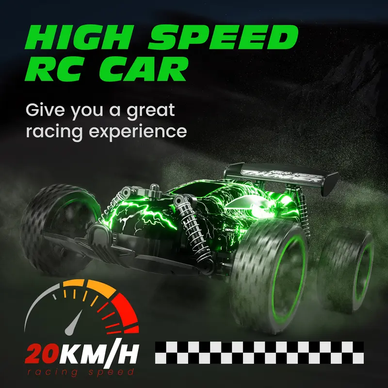 RC Cars Remote Control Car for Boys Girls And Adults, 1:18 Scale RC Car with LED Lights, 2.4GHz 2WD All Terrain RC Car with  Built-in rechargeable Batteries for 40 Min Play, Gifts for Kids ,Educational Gift Set,Christmas gift for kids