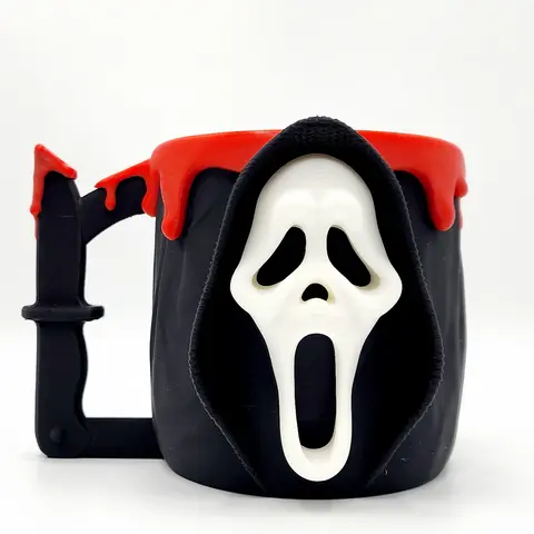 Lightweight 3D Printed Bloody Knife Horror Face Drink Holder - 16oz Pint, Ice Cream & Tumbler Cup Holder, Spooky Grunge Gothic Halloween Coffee Accessory, Chilling Adults' Kitchenware Gift