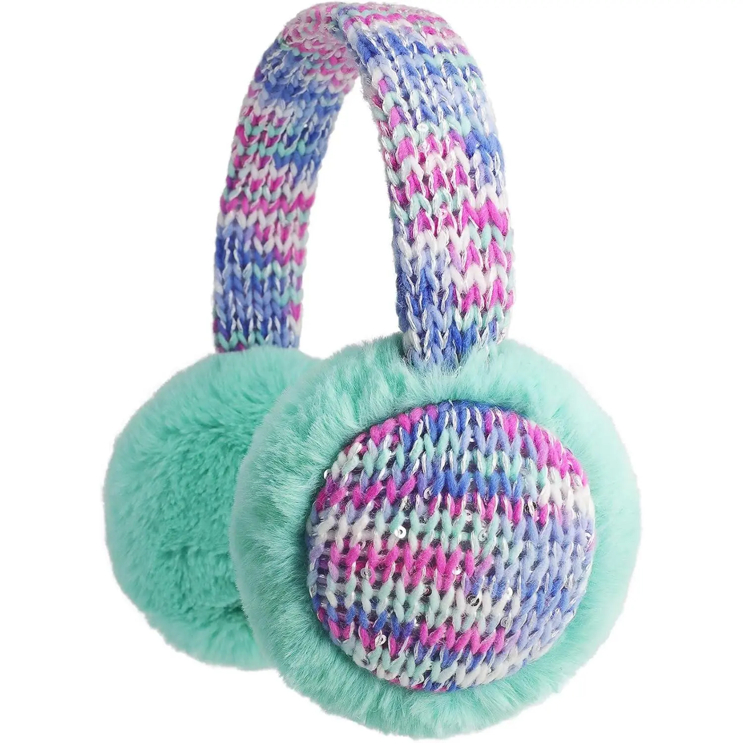 L-BN032    Kids Knit Earmuffs Winter Outdoor Furry Ear Warmers for Boys Girls from Toddler to Big Kids