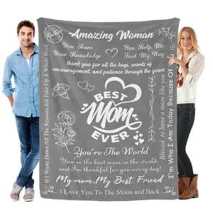 Gifts for Mom Mothers Day, Mom Birthday Gifts Blanket, Moms Gift for Women from Daughter Son, We Love You Present for Mother Mommy Christmas 60" x 50", Grey cooling