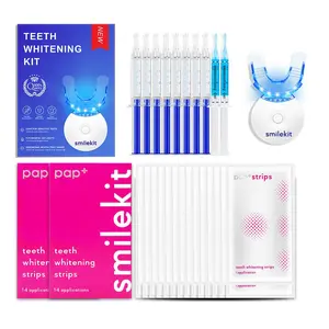 Teeth Brightening Kit, Teeth Brightening Gel Pen with LED light & Teeth Brightening Strips, Portable Teeth Care Products for Women & Men