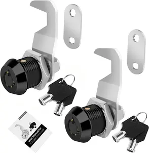 Cylinnda Black Toolbox Lock with Keys, Cabinet Locks Keyed Alike, H Cam, Tubular Cam Lock, Tool Box Lock with Manual, Zinc Alloy (/ Inch  PackBlack)