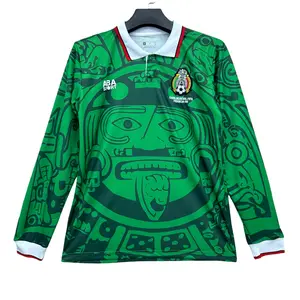 1998 World Cup Mexico Classic Retro Home Kit Green Long Sleeve Soccer Jersey