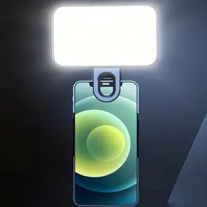 1pc Portable Rechargeable LED Mobile Phone Computer Fill Light, Mini Clip Fill Light, 3 Light Modes, Compatible for iPhone 15/14/13/12/11 Pro XS, for A72/A71/A52/A51, for Phones, Cameras, Video, Zoom Meetings, Clip-On, Adjustable, with Front & Back Clips