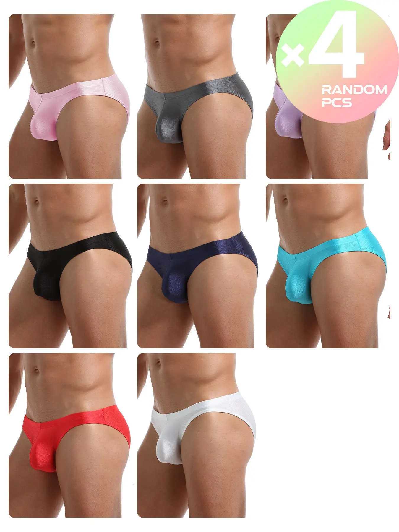 2/3/4 Pcs Random Color Men's Solid Briefs, High Elastic Stretch & Skin-friendly Breathable Fabric, Elastic Waist Underwear, Suitable for Daily Casual, Fitness, Home, Beach & Party Wear