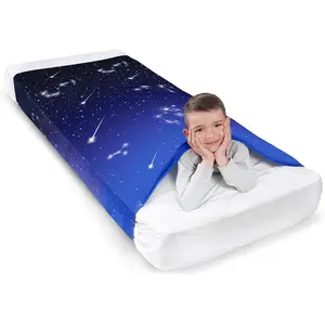 Sensory Compression Blanket | Spandex Bed Sheet for Kids & Adults | Deep Relaxing Feeling, Release Oxytocin | Helps With: SPD, Anxiety, ADHD, Autism | Star Theme | Breathable & Stretchable | Twin