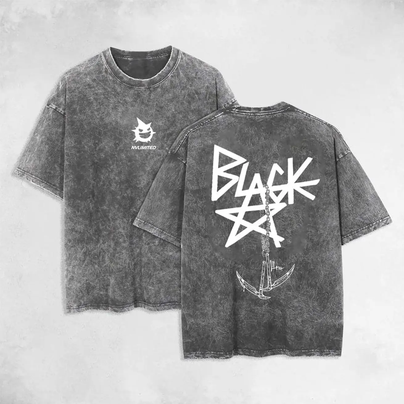 " Blackstar X Chain Scythe - Soul Eater" Unisex Oversize Anime Manga Washed Heavyweight Cotton T-shirt, Gift For Anime Fan, Anime Lover XBW
