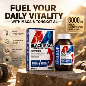 DHOP Natural High-Concentration Black Maca Tongkat Ali Complex Capsules, 6000mg Dual Potency Multi-Herb Formula with Oyster Peptide & Ginseng, Supports Daily Vitality for Active Men, 60 Capsules