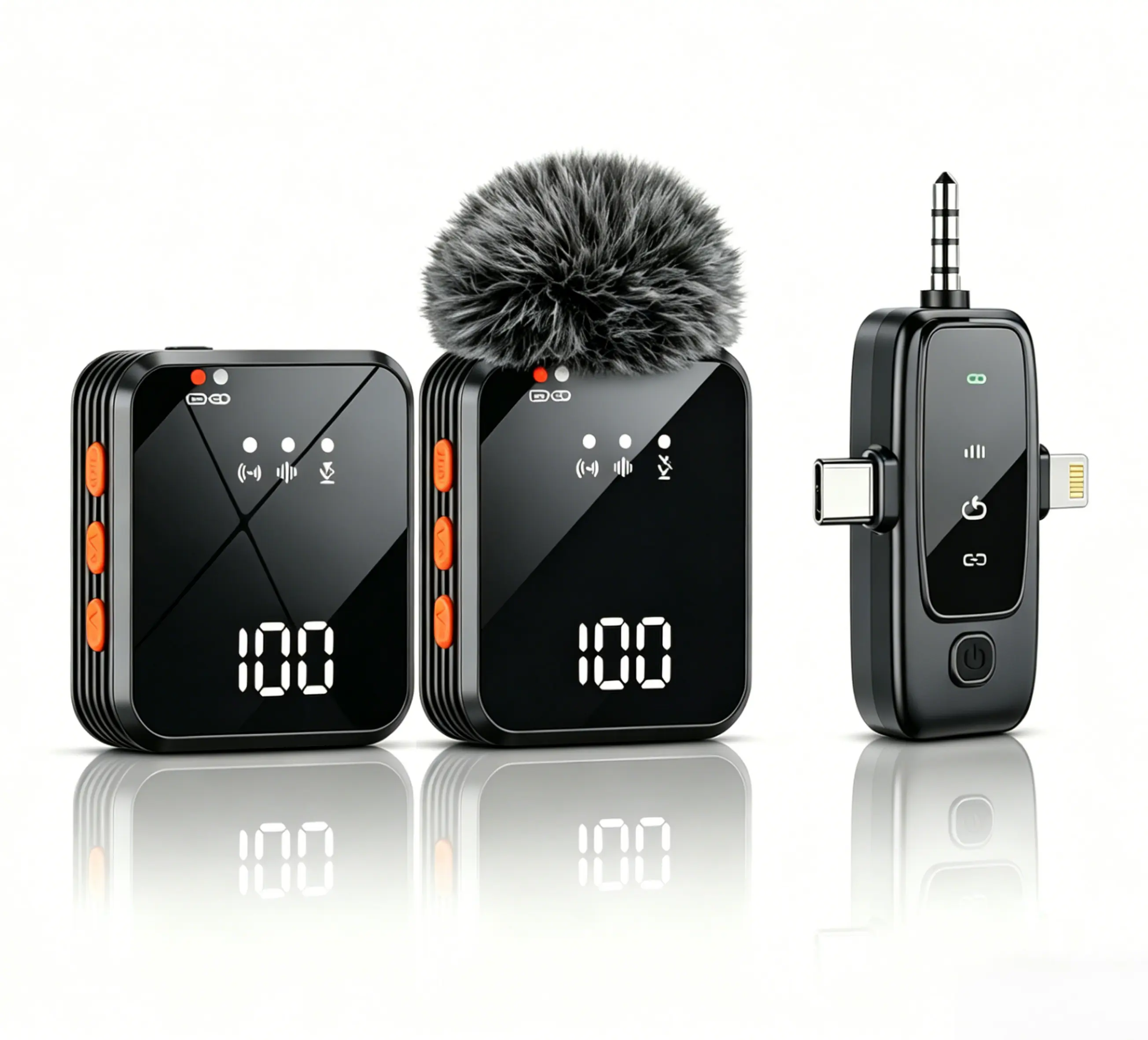 wireless lavalier microphone is a 3-in-1 device compatible with Android, iPhone, and PC, and can be used for mobile vlog recording, interviews, and live streaming.