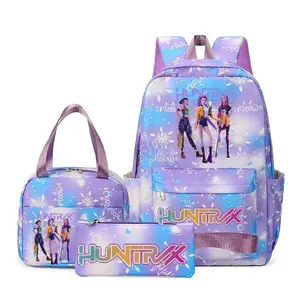 2026 New K-pop Witch Hunters Cartoon Print Backpack Small and Medium Large Capacity School Bag Lunch Bag Pen Bag Three-piece Set