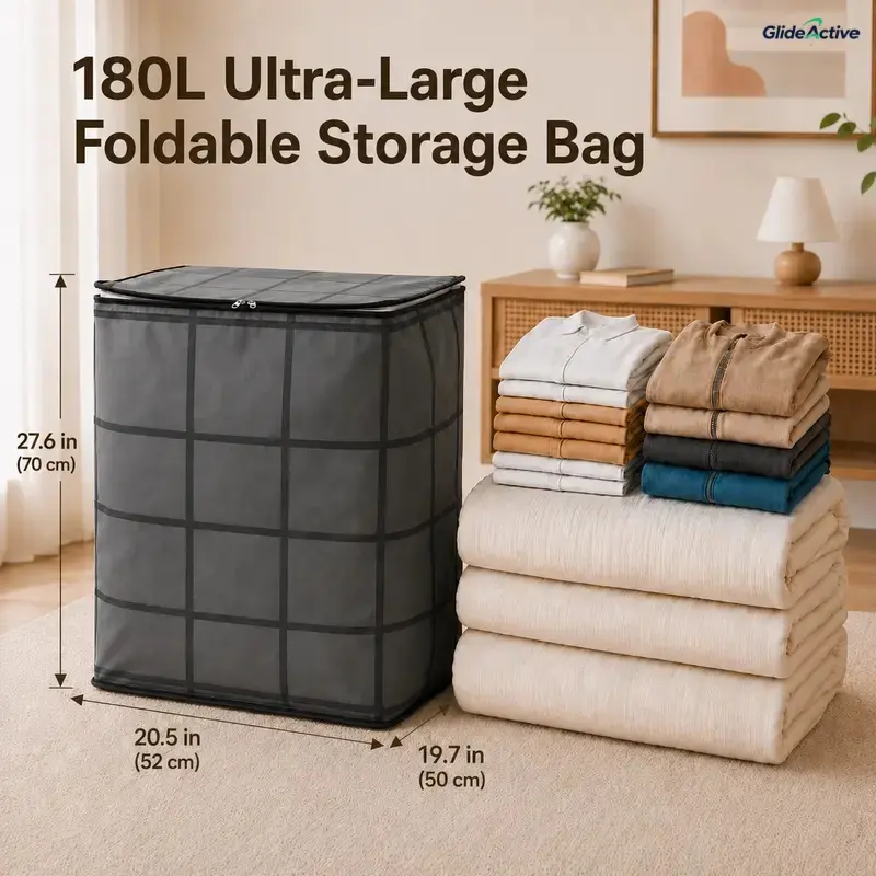 Spacious Moving Storage Bin, ZipperedOrganizer for Quilts, Bedding & Sweaters, LargeCapacity Fabric Bag for Moving Day, Closet &Bedroom Use