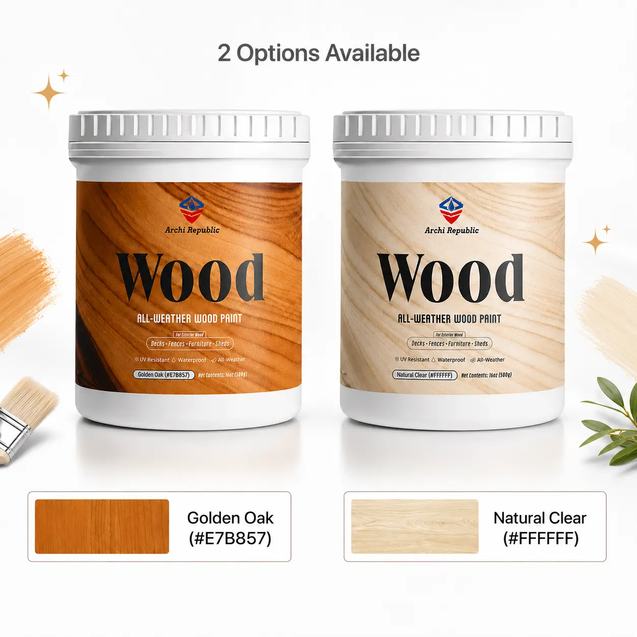Transparent Wood Stain Kit, 16 oz Water-Based Wood Finish for Furniture, Decks, Fences, Doors & Patio, No Sanding, No Priming, Indoor Outdoor Use