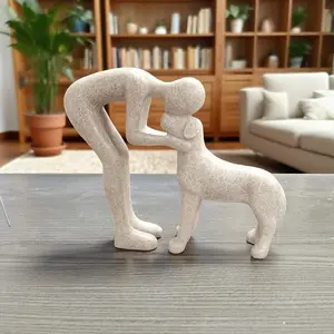 Creative Dog Sculpture Home Decor, Adorable Man and Dog Statue, Perfect for Office, Living Room, Bedroom, Ideal Pet Lover's Memory Gift
