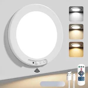 Battery Powered Magnetic Ceiling Light, Rechargeable Motion Sensor Closet Lamp, Wireless LED Shower Light, Adjustable Color, Indoor Use, Closet Lights