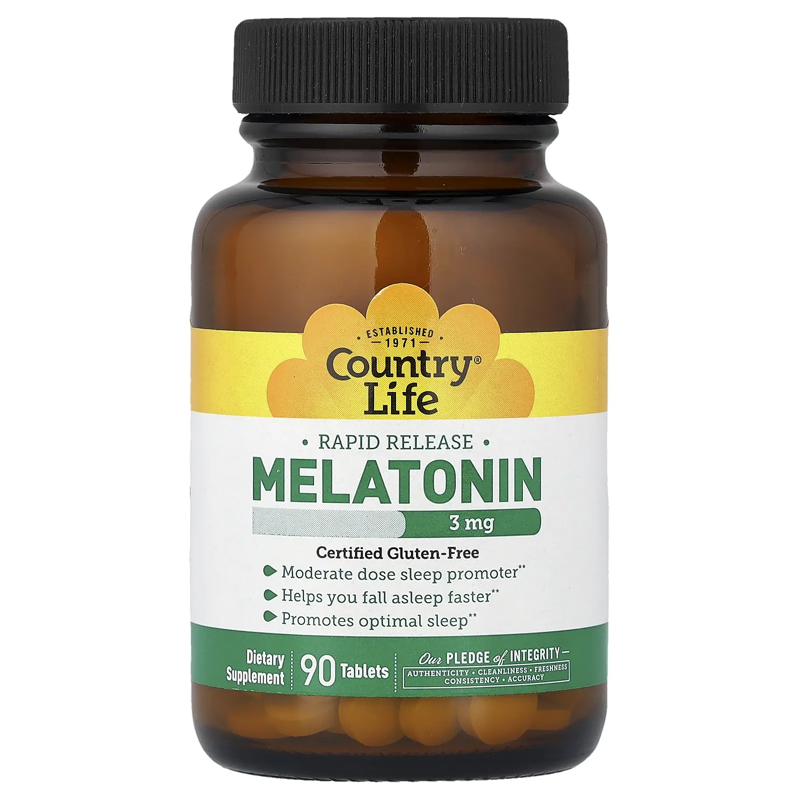Country Life Melatonin, Rapid Release, 3 mg, 90 Tablets