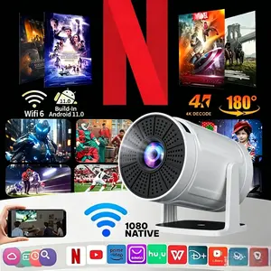 Portable Home Cinema Projector with 4K Support, Native 720P Resolution, Voice Control and Auto Keystone Correction, Smart Projector for Streaming, Bedroom and Office Use
