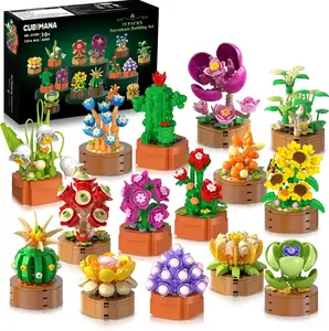 15 Pack Flowers Plants 3.6MM Mini Building Sets - 1314PCS Flower Succulents Botanical Collection for Home Office Décor Block Toy, Creative Flowers Building for Easter Mother's Day Birthday Adult Women