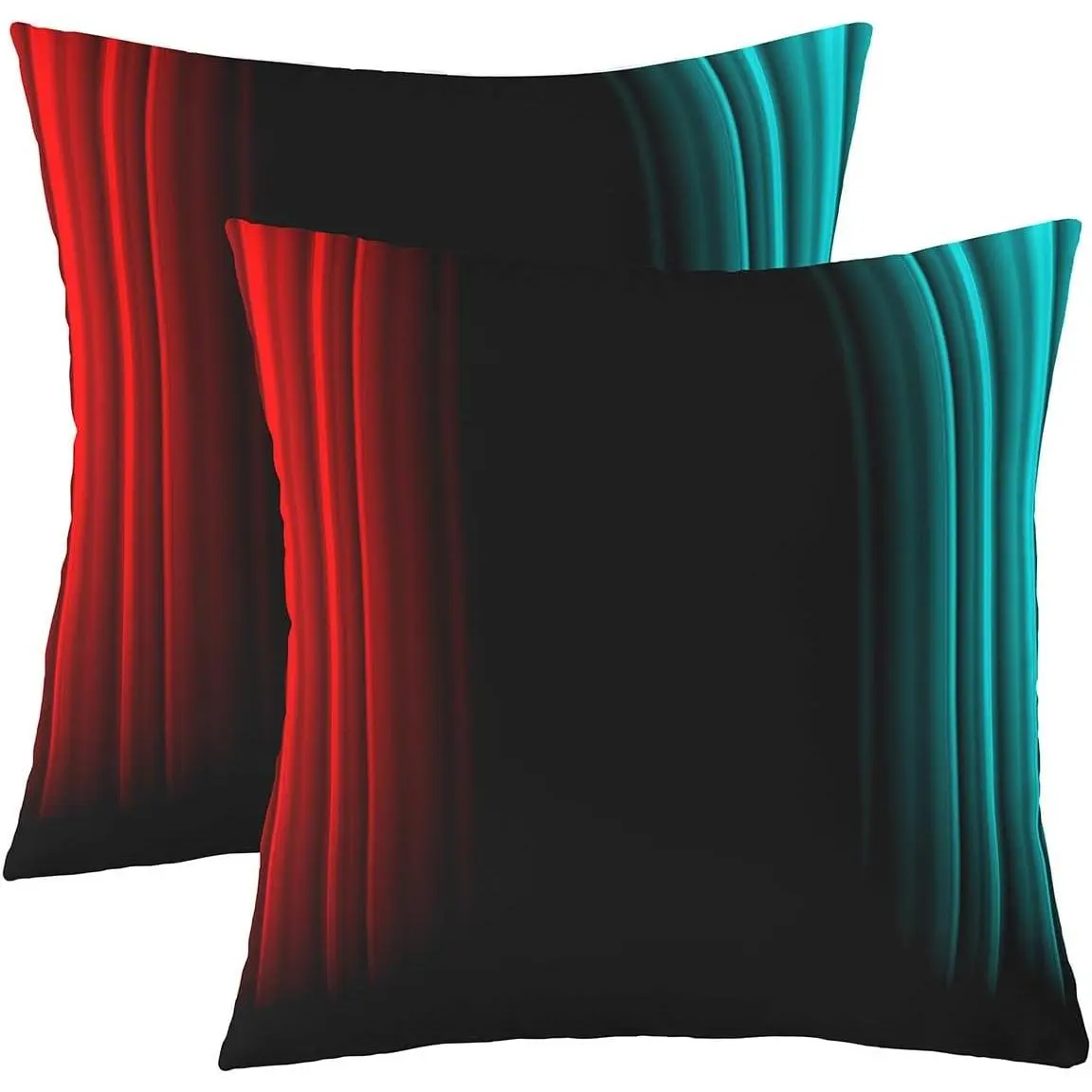 Abstract Ombre Decorations Throw Pillow Covers Women Red Teal and Black Pillow Covers Home Sofa Bed Couch Geometric Modern Cushion Covers