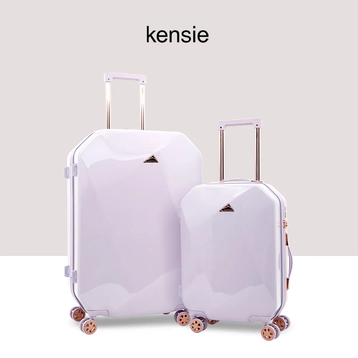 [kensie] Women's Shiny Diamond Hardside Spinner Luggage, 2 Piece Set (28"/20")
