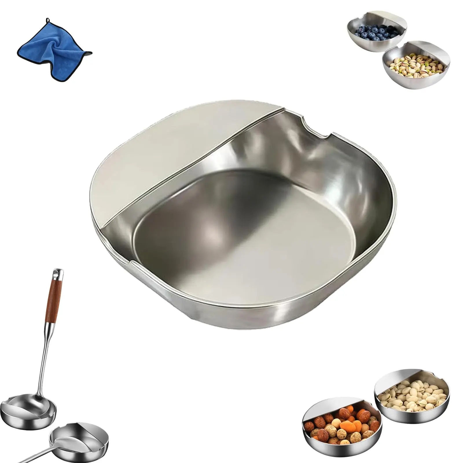 【Summervibes】3-Piece Stainless Steel Kitchen Set - Spoon Rest, Multipurpose Utensil Holder, Soup Ladle Tray, Tabletop Organizer for Cooking, Serving Snacks