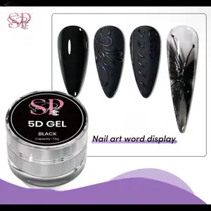 Shinpink 5D Gel Black 15g Nail Art Word Display Gel for Creative Nail Designs with Unique Black Color and 15 Gram Capacity