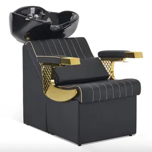BarberPub Backwash Shampoo Station Chair, Ceramic Salon Shampoo Bowl 8615