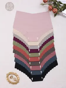 Women's High-Waisted One-Piece Comfortable Triangle Panties, Fitted Knicker, 10-Pack Casual Plain Underwear for All Seasons, Fitted Style, Soft Minimalist Panty, Soft Comfy Panty