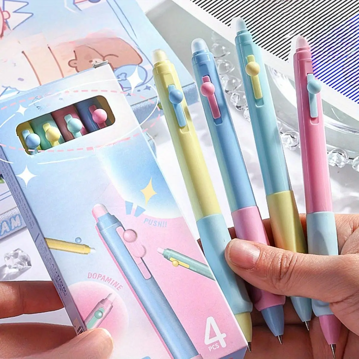 4/8/16 erasable neutral pens: extendable, 0.5mm fine tip, Retractable Fine Point, black ink, smooth writing, Writing Stationery, perfect for home, school, and office cute and beautiful pens Retractable Pens Writing Tools