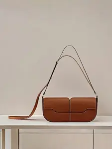 Elegant Dark Leather Crossbody Bag, Stylish Crossbody, French Minimalist Single Shoulder Bag, Chic Noblewoman Versatile Fanny Pack, Cross Body Bags